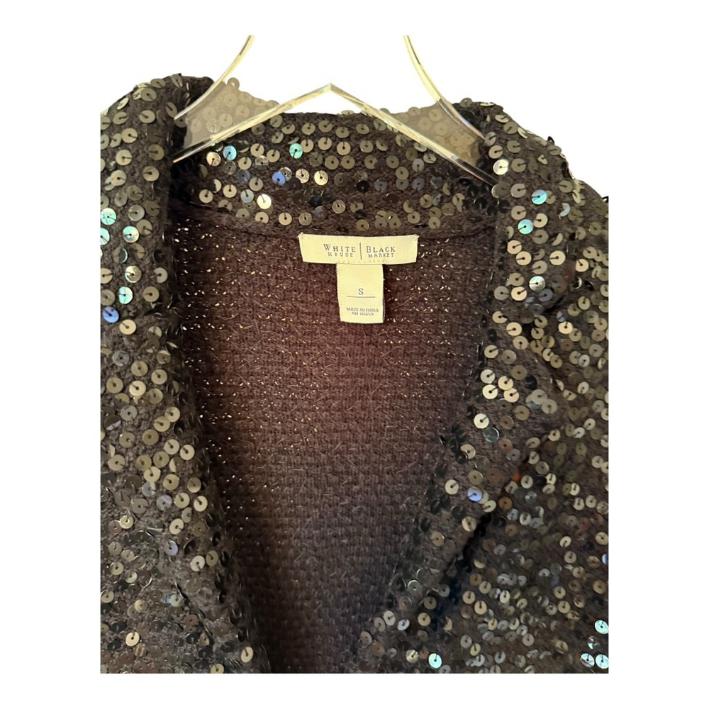 White House Black Market Blazer Size S Black Sequin - Picture 3 of 10